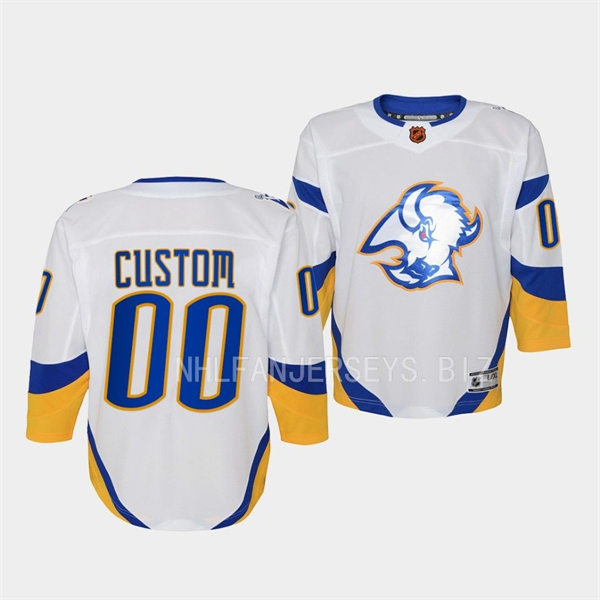 Youth Buffalo Sabres Custom White 2022 Reverse Retro Primegreen Jersey