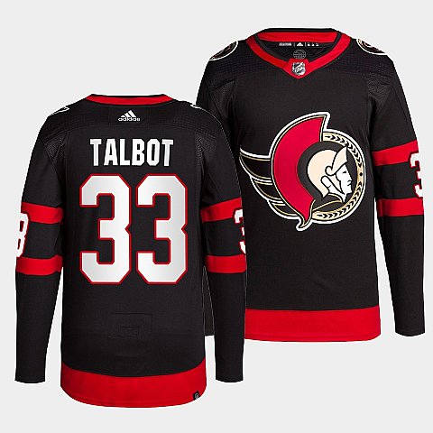 Men's Ottawa Senators #33 Cam Talbot Adidas Home Black Player Jersey