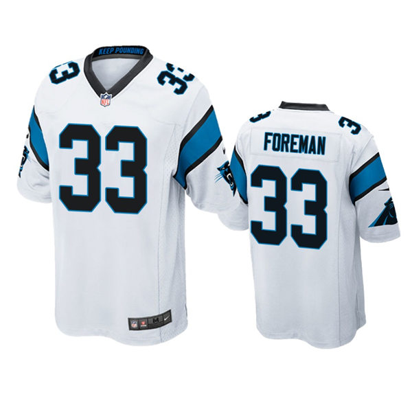 Mens Carolina Panthers #33 D'Onta Foreman Nike White Vapor Untouchable Limited Jersey