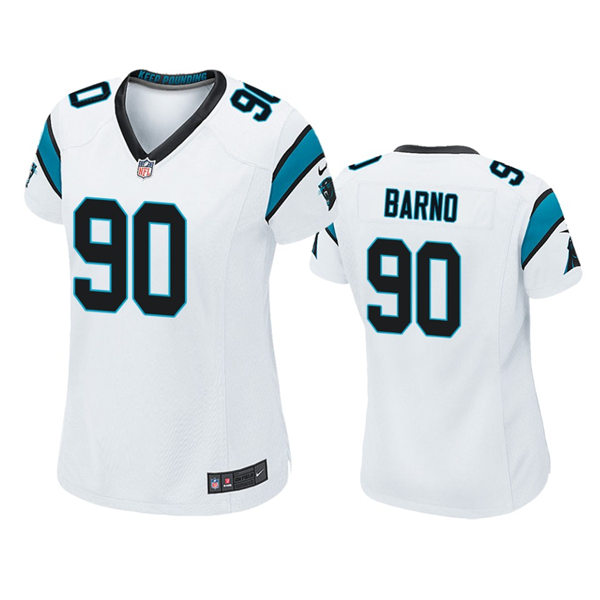 Womens Carolina Panthers #90 Amare Barno Nike White Limited Jersey