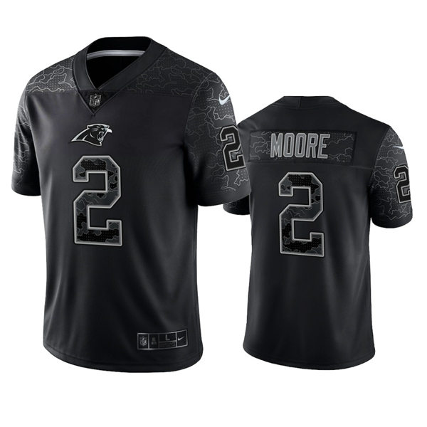 Mens Carolina Panthers #2 D.J. Moore Black Rflctv Limited Jersey