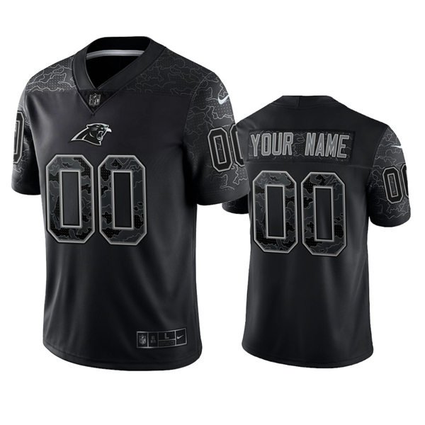 Mens Carolina Panther Custom Black Reflective Limited Jersey