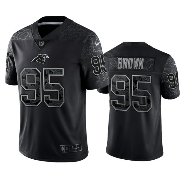 Mens Carolina Panthers #95 Derrick Brown Black Reflective Limited Jersey