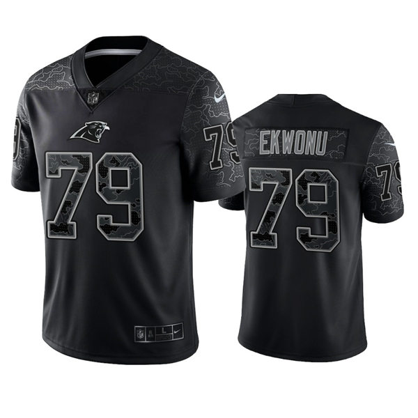 Mens Carolina Panthers #79 Ikem Ekwonu Black Rflctv Limited Jersey