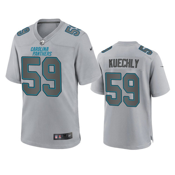 Mens Carolina Panthers Retired Player #59 Luke Kuechly Nike Gray Atmosphere Fashion Game Jersey