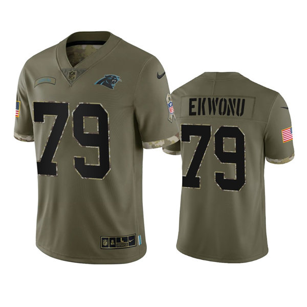Mens Carolina Panthers #79 Ikem Ekwonu Olive 2022 Salute To Service Limited Jersey