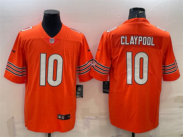Mens Chicago Bears #10 Chase Claypool Nike Orange Alternate Untouchable Limited Jersey