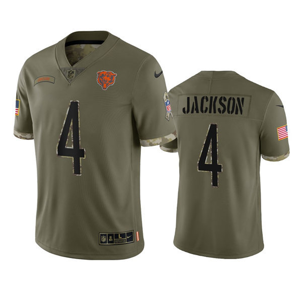Mens Chicago Bears #4 Eddie Jackson Nike 2022 Salute To Service Limited Jersey - Olive