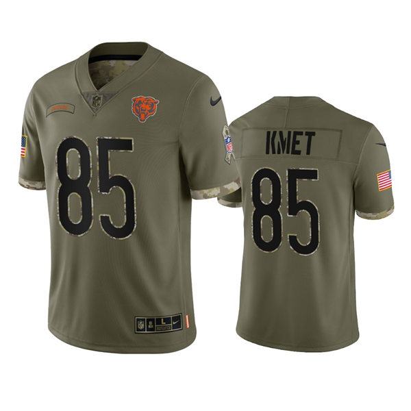 Mens Chicago Bears #85 Cole Kmet Nike 2022 Salute To Service Limited Jersey - Olive