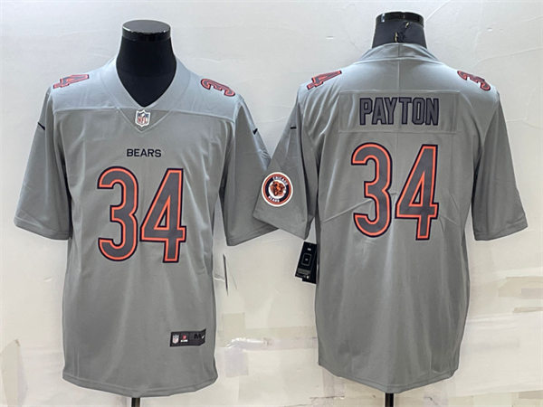 Mens Chicago Bears Retired Player #34 Walter Payton Nike Gray Atmosphere Fashion Game Jersey