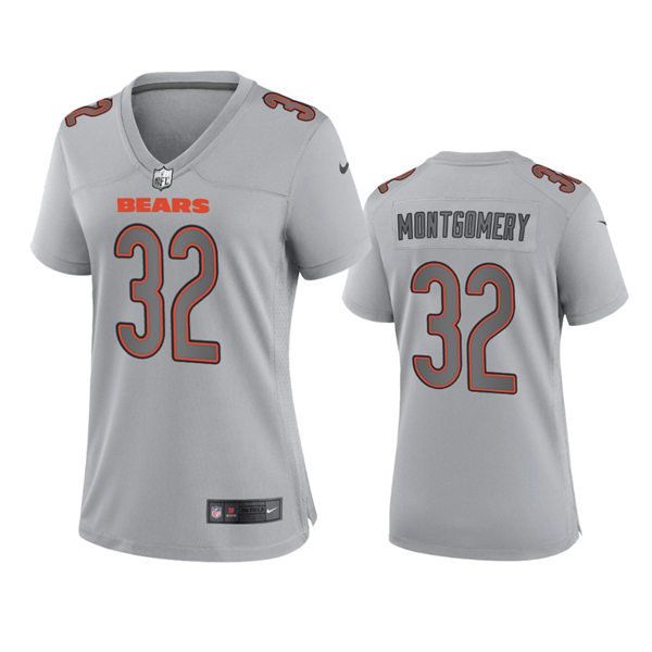 Women's Chicago Bears #32 David Montgomery  Gray Atmosphere Fashion Game Jersey
