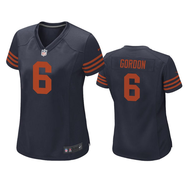 Women's Chicago Bears #6 Kyler Gordon Navy Orange Limited Jersey