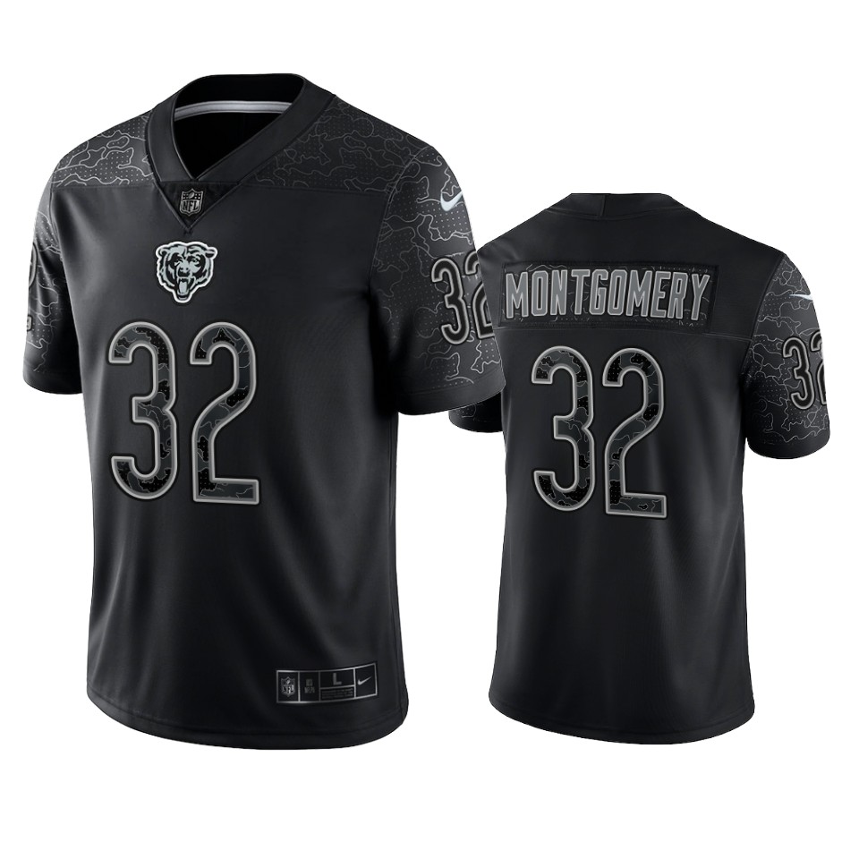 Mens Chicago Bears #32 David Montgomery Black Rflctv Limited Jersey