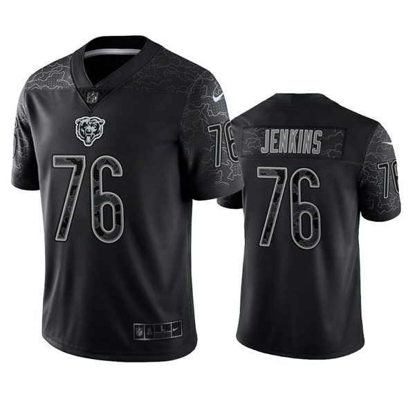 Mens Chicago Bears #76 Teven Jenkins Black Rflctv Limited Jersey