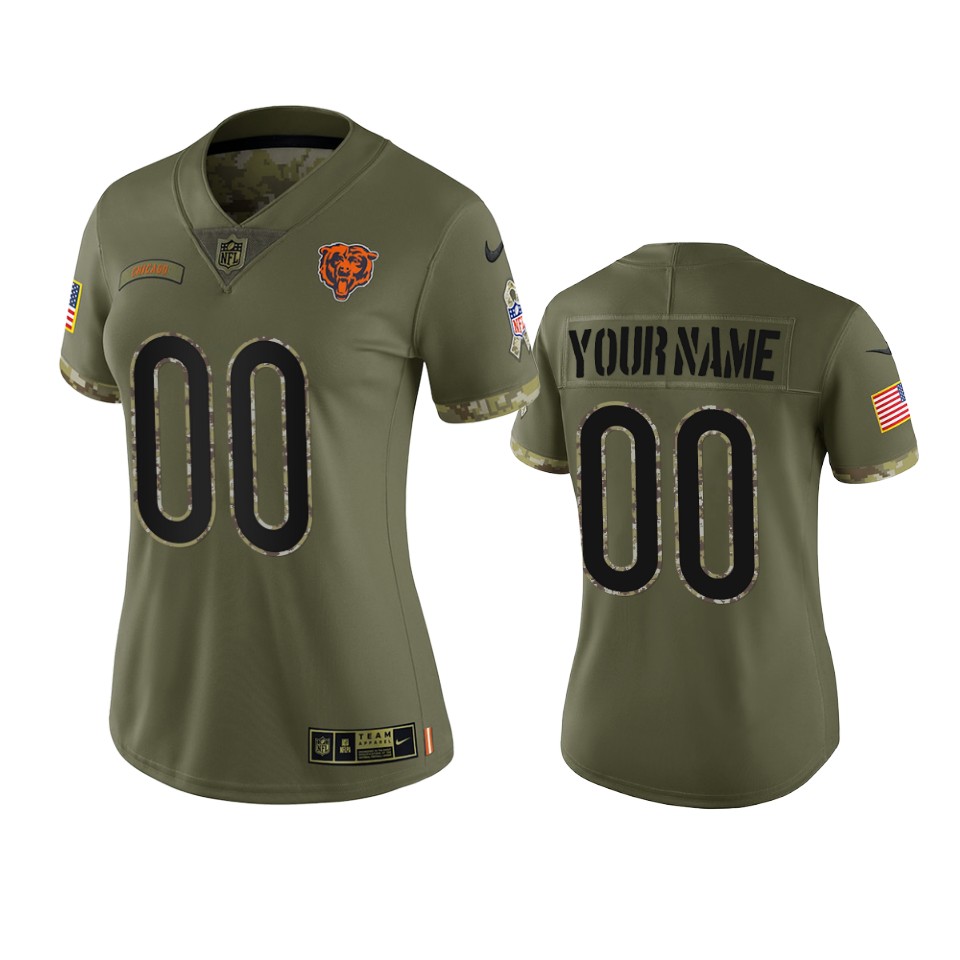 Women's Chicago Bears Custom Olive 2022 Salute To Service Limited Jersey