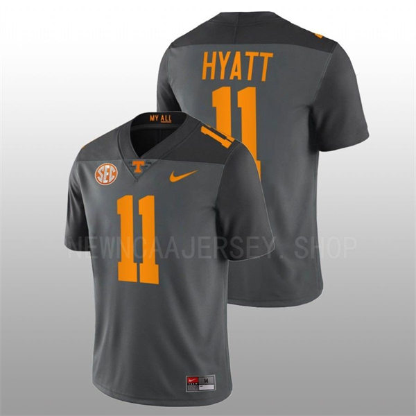 Mens Youth Tennessee Volunteers #11 Jalin Hyatt Nike Smokey Grey Alternate College Football Game Jersey