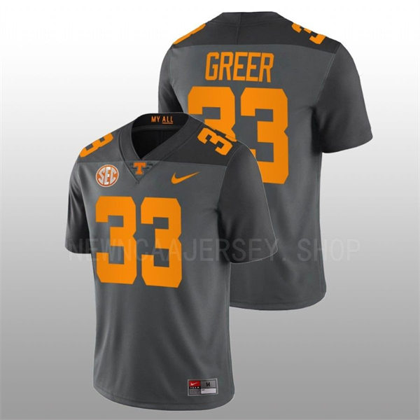 Mens Youth Tennessee Volunteers #33 Jabari Greer Nike Smokey Grey Alternate College Football Game Jersey