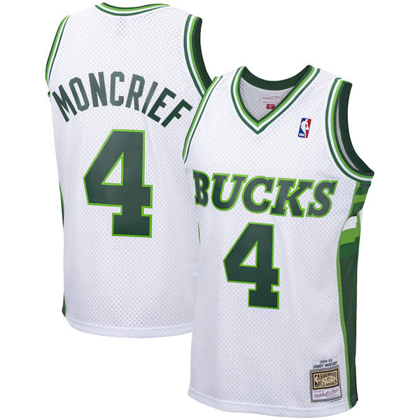 Mens Milwaukee Bucks #4 Sidney Moncrief White Mitchell & Ness 1988-89 Hardwood Classics Swingman Jersey