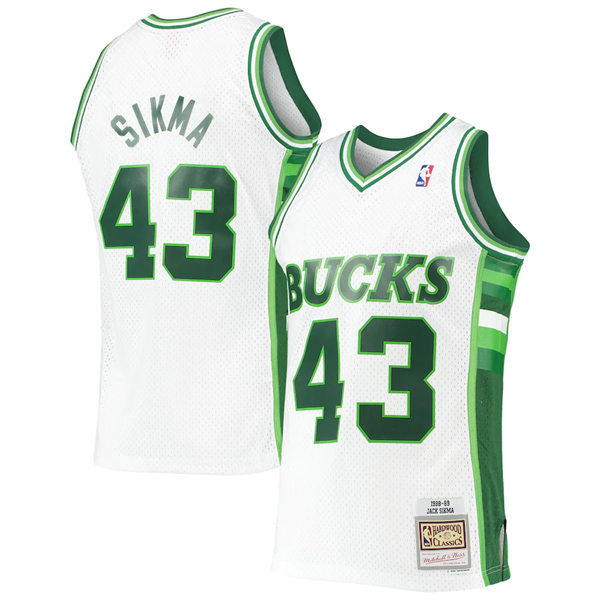 Mens Milwaukee Bucks #43 Jack Sikma White Mitchell & Ness 1988-89 Hardwood Classics Swingman Jersey