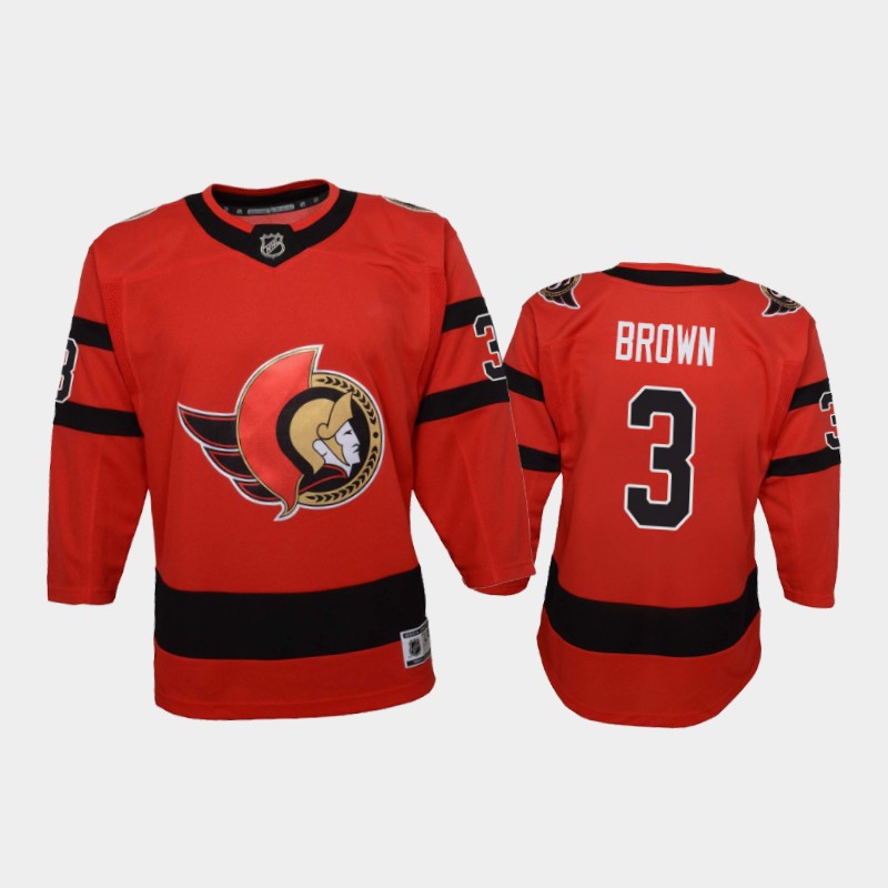 Youth Ottawa Senators #3 Josh Brown Adidas 2020-21 Red Player Jersey