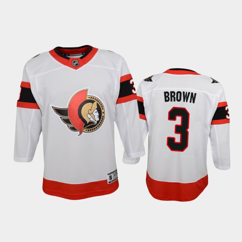 Youth Ottawa Senators #3 Josh Brown Adidas White Away Jersey