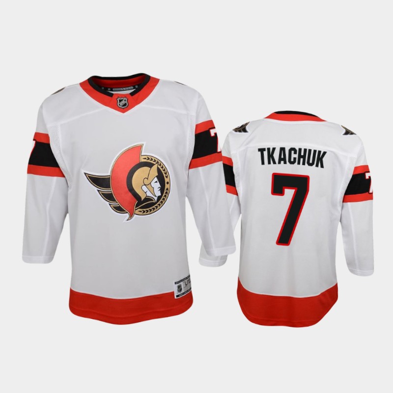 Youth Ottawa Senators #7 Brady Tkachuk Adidas White Red Away Jersey