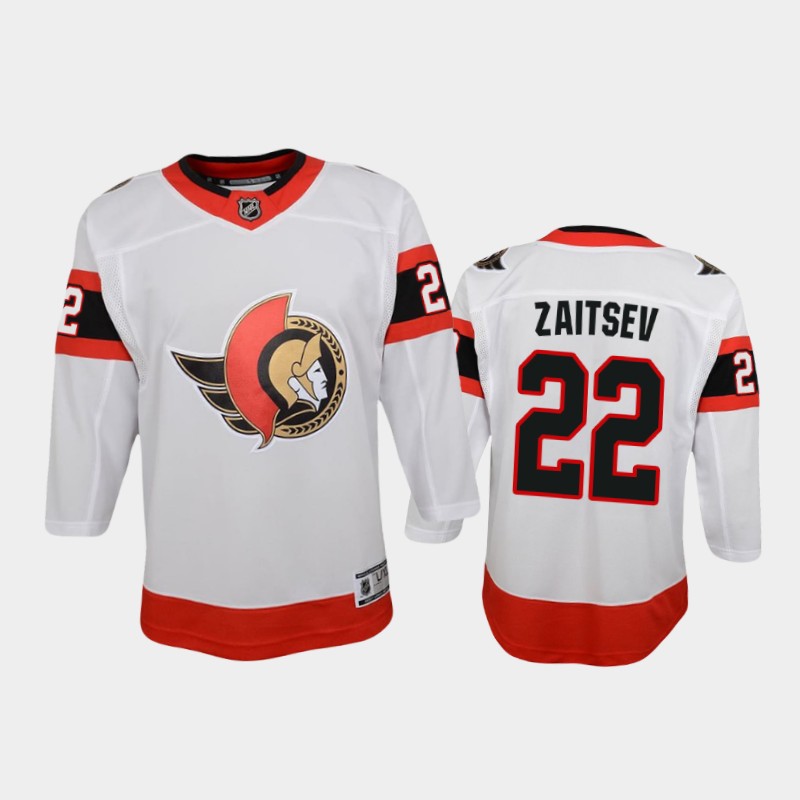 Youth Ottawa Senators #22 Nikita Zaitsev Adidas White Red Away Jersey