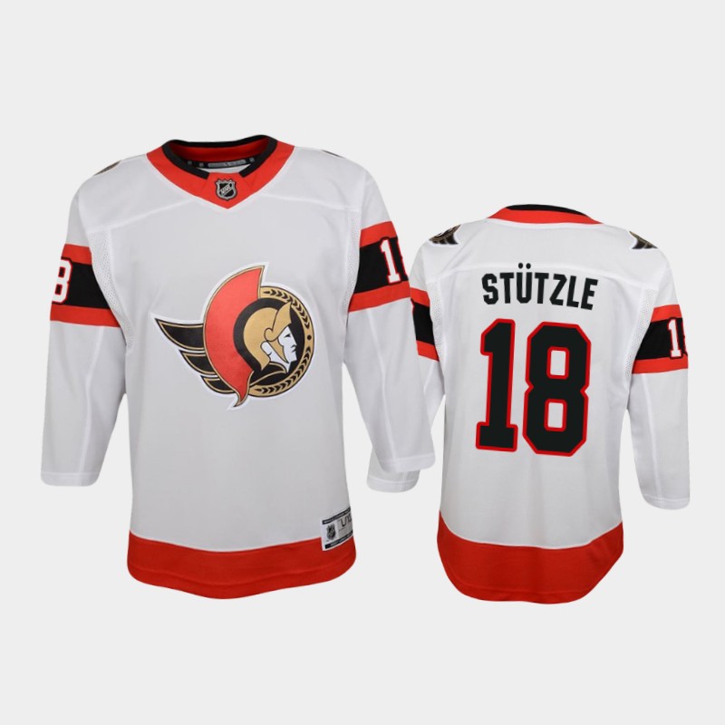 Youth Ottawa Senators #18 Tim Stutzle Adidas White Away Jersey
