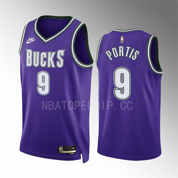 Mens Milwaukee Bucks #9 Bobby Portis Nike Purple 2022-23 Classic Edition Swingman Jersey