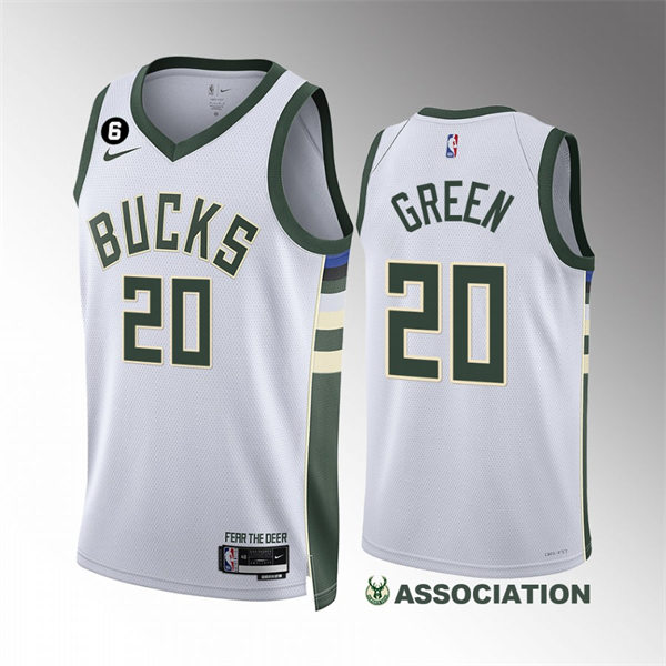 Mens Milwaukee Bucks #20 A.J. Green Nike 2022-23 White Association Edition Swingman Jersey