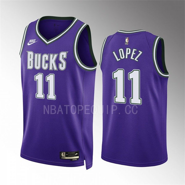 Mens Milwaukee Bucks #11 Brook Lopez Nike Purple 2022-23 Classic Edition Swingman Jersey