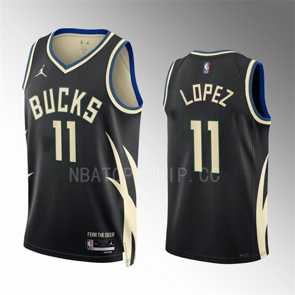 Mens Milwaukee Bucks #11 Brook Lopez 2022-23 Black Statement Edition Swingman Jersey