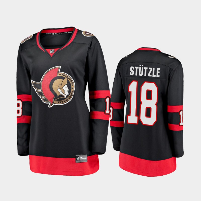 Women's Ottawa Senators #18 Tim Stutzle adidas Home Black Jersey