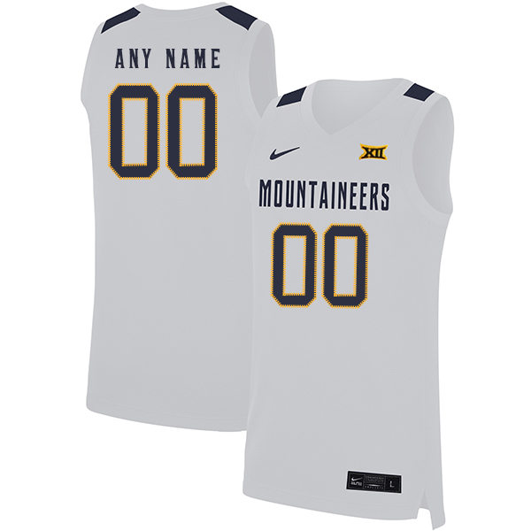 Mens Youth West Virginia Mountaineers Custom Nike 2022 White College Basketball Game Jersey