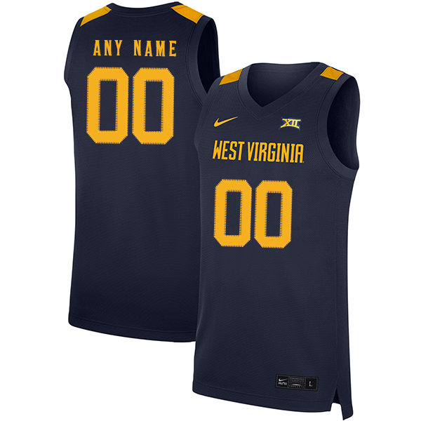 Mens Youth West Virginia Mountaineers Custom Nike 2022 Navy College Basketball Game Jersey