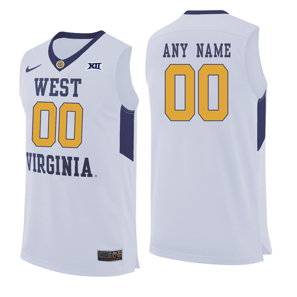 Mens Youth West Virginia Mountaineers Custom Nike 2018 White College Basketball Jersey