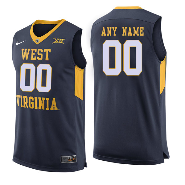 Mens Youth West Virginia Mountaineers Custom Nike 2018 Navy College Basketball Jersey