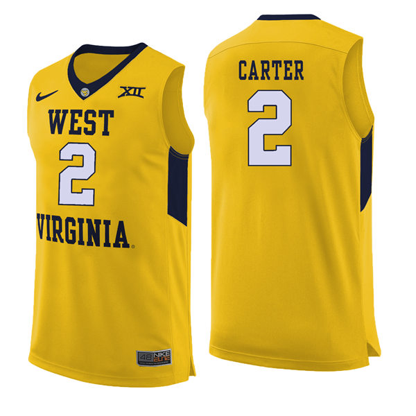 Mens Youth West Virginia Mountaineers #2 Jevon Carter Nike 2018 Gold College Basketball Jersey