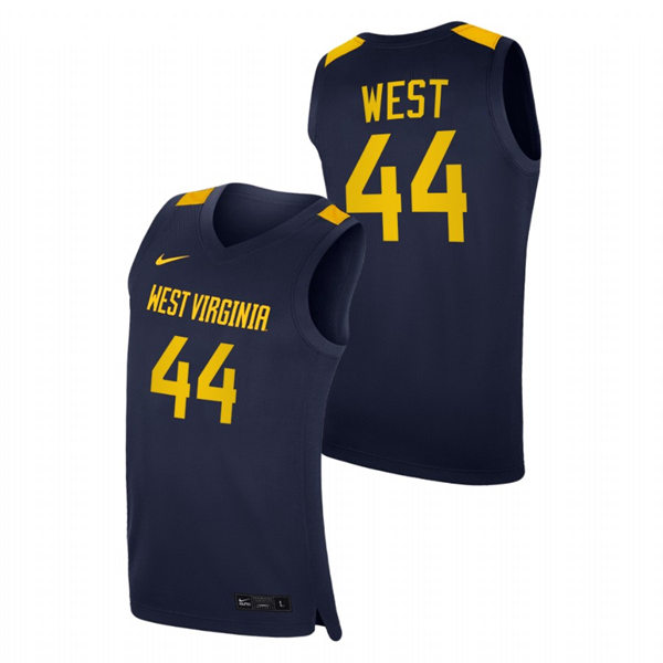 Mens Youth West Virginia Mountaineers #44 Jerry West Nike 2022 Navy College Basketball Game Jersey