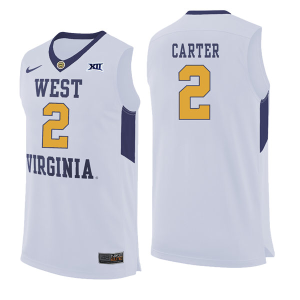 Mens Youth West Virginia Mountaineers #2 Jevon Carter Nike 2018 White College Basketball Jersey