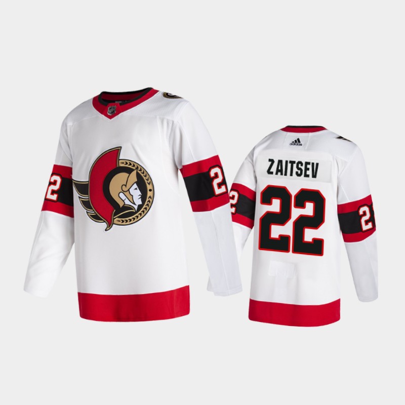 Men's Ottawa Senators #22 Nikita Zaitsev Adidas 2020-21 White Red Away Player Jersey