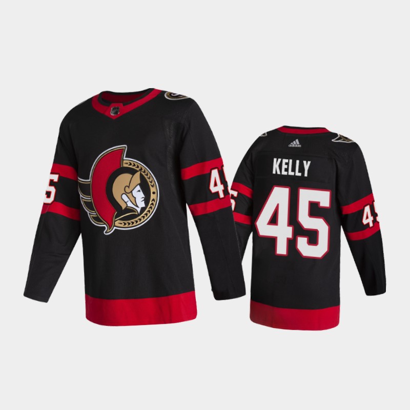 Men's Ottawa Senators #45 Parker Kelly Stitched adidas Home Black Player Jersey