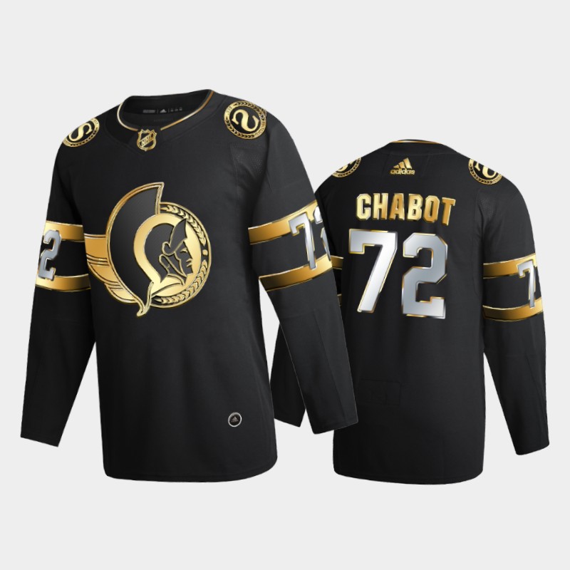 Men's Ottawa Senators #72 Thomas Chabot Adidas Black Golden Limited Edition Jersey