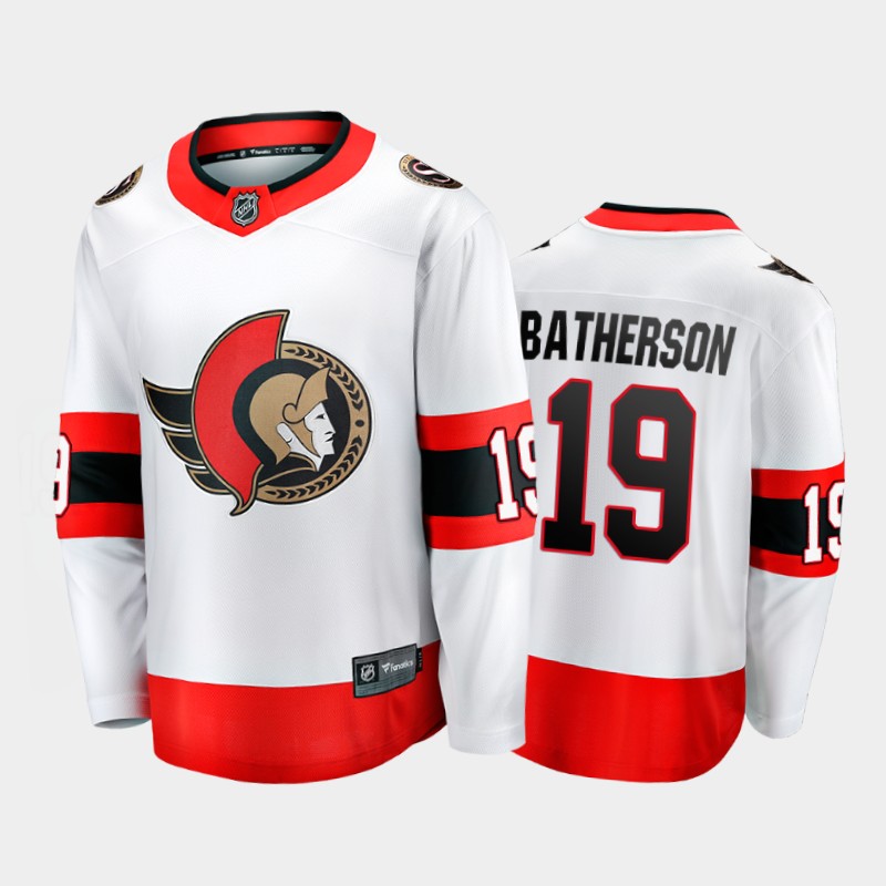 Men's Ottawa Senators #19 Drake Batherson Adidas 2020-21 White Red Away Player Jersey