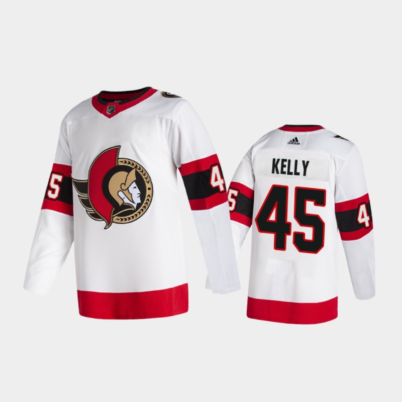Men's Ottawa Senators #45 Parker Kelly Adidas 2020-21 White Red Away Player Jersey