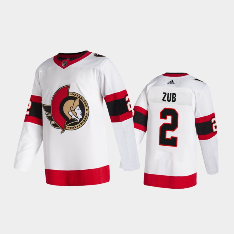 Men's Ottawa Senators #2 Artyom Zub Adidas 2020-21 White Red Away Player Jersey