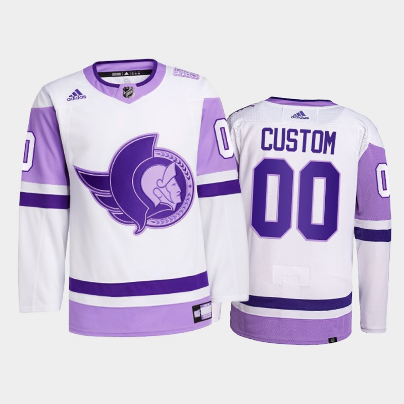 Men's Ottawa Senators Custom 2021 White Primegreen Hockey Fights Cancer Jersey
