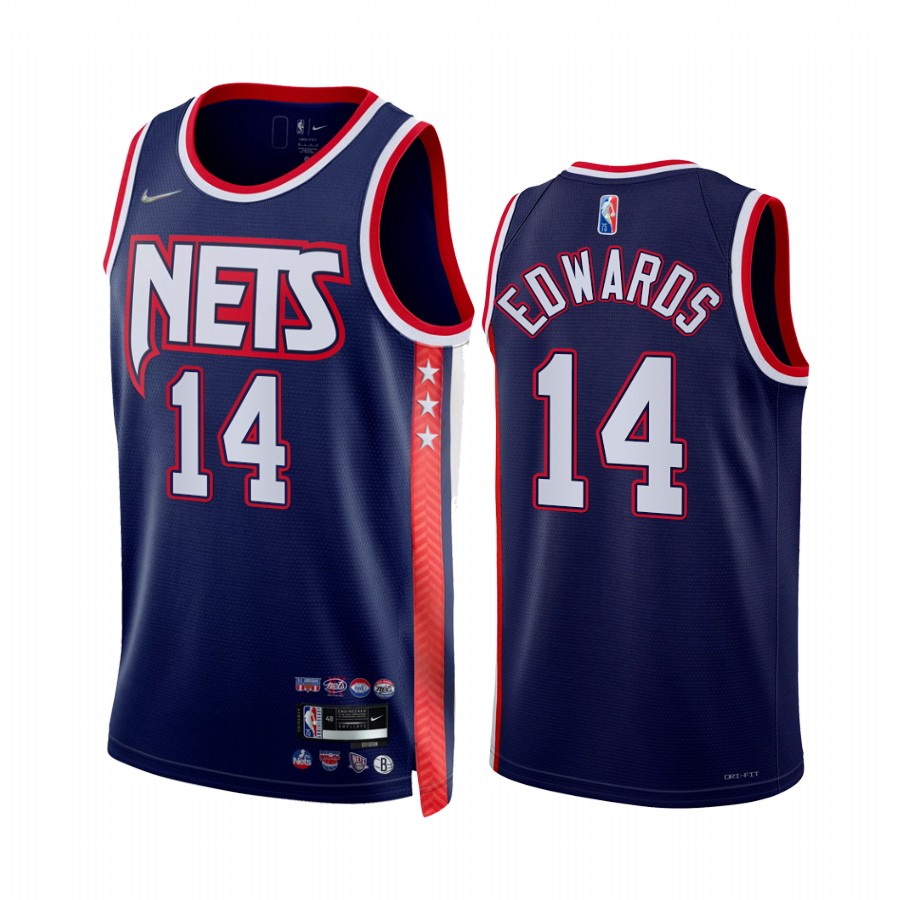 Mens Brooklyn Nets #14 Kessler Edwards Diamond Nike Navy NBA 75TH 2021-22 City Edition Jersey