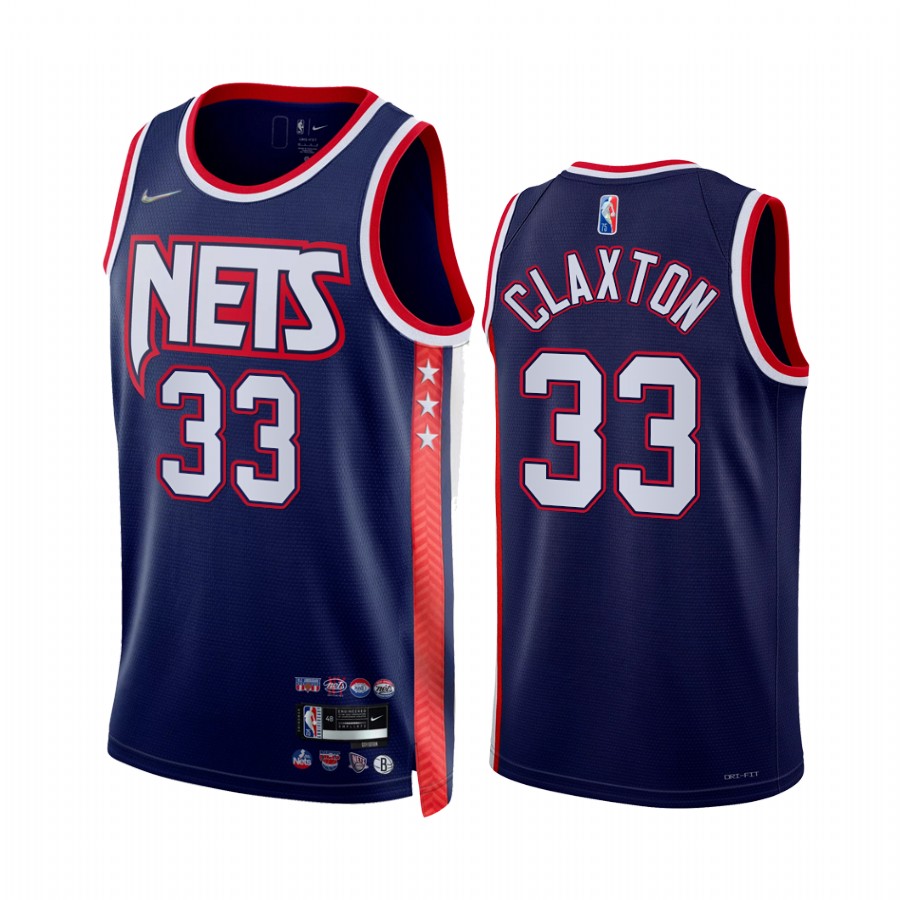 Mens Brooklyn Nets #33 Nic Claxton Diamond Nike Navy NBA 75TH 2021-22 City Edition Jersey