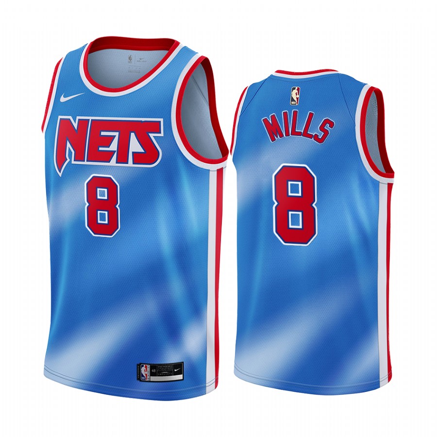 Mens Brooklyn Nets #8 Patrick Mills Nike Blue Classic Edition Jersey
